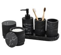 Omgoods - Set de baño de 6 piezas con dispensador de jabón y soporte para cepillos de dientes