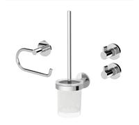 Omgoods - Set de inicio Vida Chroom: 2 ganchos, soporte para papel higiénico y juego de escobilla para inodoro