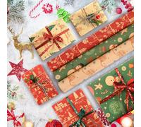 Omgoods - Set de papel de regalo para Navidad, con 3 rollos de 10 metros cada uno y diversos diseños