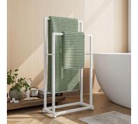 Omgoods - Soporte de toallas independiente con 2 barras - Accesorio de baño elegante en color blanco