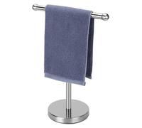 Omgoods - Soporte de toallas independiente, forma de T, base pesada, acero inoxidable cepillado plateado