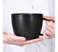 Omgoods - Taza de cerámica negra mate para café y sopa