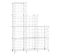Omgoods - Unidad de almacenamiento de 9 cubos - Estanterías de alambre - Multifuncional - Para oficina/salón/cocina/baño - Blanco - Capacidad máxima de carga: 10 kg - Estante de almacenamiento