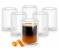 Omgoods - Vasos de vidrio aislante de 400 ml - Vasos de doble pared - Juego de 6 - Aptos para lavavajillas - Vidrio resistente al calor - Para bebidas calientes y frías
