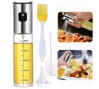OmHO Pulverizador Aceite Spray, para Cocina, de Maple Inoxidable y Cristal,100 ml, Antigoteo, Accesorios Freidora de Aire, Dispensador, Bote, Dosificador