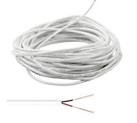 OMIGA 10 Metros 24AWG Cable de Manguera Redondo Cable Electrico Exterior 2 Hilos Cable Flexible PVC Alambre para Uso Herramientas Eléctricas Cortacéspedes y Cables de Extensión (Blanco)