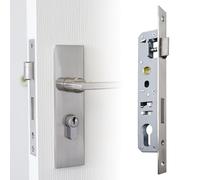 OMJMYY Cerradura de embutir para puerta de jardín, distancia de 85 mm, mandril de 20 mm, acero inoxidable, cerradura para marco de tubo para puertas metálicas robustas izquierda/derecha