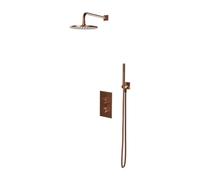 OMNIRES Contour - Conjunto de ducha con termostato empotrado, con cuerpo, diámetro 25 cm, cobre cepillado SYSCT11CPB