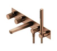 OMNIRES Contour - Grifería de bañera empotrada, instalación de 5 orificios, con cuerpo, con accesorios, cobre cepillado CT8037-1CPB