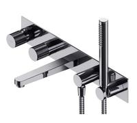 OMNIRES Contour - Grifería de bañera empotrada, instalación de 5 orificios, con cuerpo, con accesorios, cromada CT8037-1CR