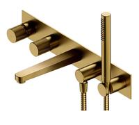 OMNIRES Contour - Grifería de bañera empotrada, instalación de 5 orificios, con cuerpo, con accesorios, oro cepillado CT8037-1GLB
