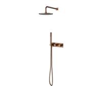 OMNIRES Contour - Juego de ducha con grifo empotrado, con cuerpo, diámetro 25 cm, cobre cepillado SYSCT10CPB
