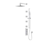 OMNIRES Fresh - Conjunto de ducha con termostato empotrado, con cuerpo de montaje, 3 chorros, 25x25 cm, cromo SYSFR12XCR