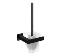 OMNIRES Nelson - Escobillero de pared con soporte, cristal lechoso/negro mate NL80620BL