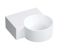 OMNIRES Ovo M+ - Lavabo 34x35 cm, sin rebosadero, sin orificio para el grifo, izquierda, blanco mate OVO335UWLBM