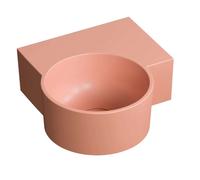 OMNIRES Ovo M+ - Lavabo 34x35 cm, sin rebosadero, sin orificio para grifo, derecho, coral OVO335UWPCO