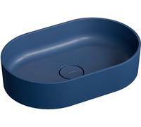 Omnires Ovo M+ lavabo 55x36 cm oval sobre encimera azul mate OVOUNMB