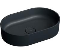 Omnires Ovo M+ lavabo 55x36 cm oval sobre encimera negro mate OVOUNBLV