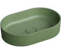 Omnires Ovo M+ lavabo 55x36 cm oval sobre encimera verde mate OVOUNOL
