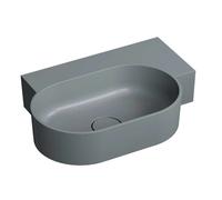 OMNIRES Ovo M+ - Lavabo 56x39 cm, sin rebosadero, sin orificio para el grifo, derecho, gris mate OVO555UWPAG
