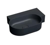 OMNIRES Ovo M+ - Lavabo 56x39 cm, sin rebosadero, sin orificio para el grifo, derecho, negro mate OVO555UWPBLV