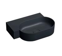 OMNIRES Ovo M+ - Lavabo 56x39 cm, sin rebosadero, sin orificio para el grifo, izquierda, negro mate OVO555UWLBLV
