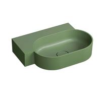 OMNIRES Ovo M+ - Lavabo 56x39 cm, sin rebosadero, sin orificio para el grifo, izquierda, oliva mate OVO555UWLOL