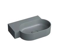 OMNIRES Ovo M+ - Lavabo 56x39 cm, sin rebosadero, sin orificio para grifería, izquierda, gris mate OVO555UWLAG