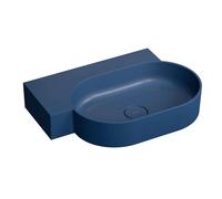 OMNIRES Ovo M+ - Lavabo 65x45 cm, sin rebosadero, sin orificio para el grifo, izquierda, azul mate OVO645UWLMB