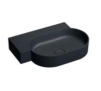 OMNIRES Ovo M+ - Lavabo 65x45 cm, sin rebosadero, sin orificio para el grifo, izquierda, negro mate OVO645UWLBLV