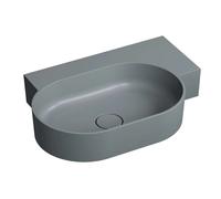 OMNIRES Ovo M+ - Lavabo 65x45 cm, sin rebosadero, sin orificio para grifería, derecha, gris mate OVO645UWPAG