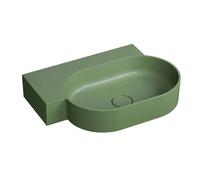 OMNIRES Ovo M+ - Lavabo 65x45 cm, sin rebosadero, sin orificio para grifería, izquierda, oliva mate OVO645UWLOL