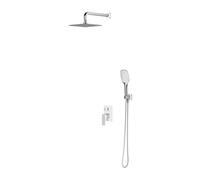 OMNIRES Parma - Conjunto de ducha con grifo empotrado, con cuerpo, 20x20 cm, 3 chorros, cromo/blanco SYSPM16ACRB