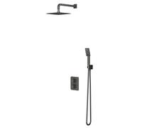 OMNIRES Parma - Conjunto de ducha con termostato empotrado, con cuerpo, 20x20 cm, 3 chorros, grafito SYSPM11GR