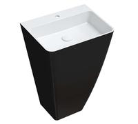 OMNIRES Parma M+ - Lavabo independiente 55x43 cm, sin rebosadero, agujero para grifo, blanco/negro PARMAUWBCP