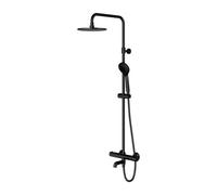OMNIRES Y - Conjunto de ducha con termostato para bañera, diámetro 25 cm, 5 chorros, negro Y1234ALBL