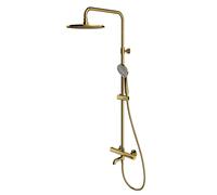 OMNIRES Y - Set de ducha con termostato de baño, diámetro 25 cm, 5 chorros, dorado Y1234ALGL