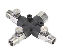 Omquot - Acoplamiento de aerógrafo distribuidor de metal ajustable duradero para conexión de manguera de aire 1/8 conexión de aerógrafo de 3 vías para conexión de bomba de aire de plástico + metal