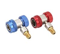 Omquot Conectores de Acoplador Rápido de Alto Flujo R134A para Juego de Manómetros de Colector HVAC Rojo Azul 2 Piezas