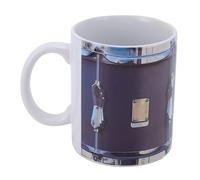 Omquot Juego de Cucharas y Tazas de café de Cerámica con Patrón de Tambor Vintage para Bebidas Frías y Calientes, Regalos de Recolección (Blanco)