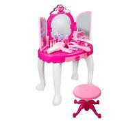 Omquot Princess Tocador de Juguete con Taburete y Accesorios para Niños, Juego de Maquillaje Rosa, Regalo Ideal para Niñas Mayores de 3 Años