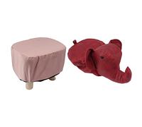 Omquot Reposapiés de Elefante, Taburetes de Animales Lindos, Cómodos, Silenciosos, Multiusos para Niños, Madera de Pino, 30x25x23cm (Roja)