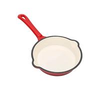 Omquot Sartén honda de doble capa con revestimiento antiadherente para un calentamiento uniforme para cocinas de gas e inducción, sartén esmaltada de hierro fundido
