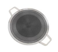 Omquot Sartén Redonda Coreana Antiadherente de Acero Inoxidable para una Distribución Uniforme del Calor, Ideal para Reuniones (34cm)