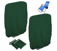 Omtofo 2 Piezas Funda para Silla Plegable para Exteriores, 110 x 71 cm Fundas de Plegable para Tumbona de Tela Oxford Impermeable Antipolvo Anti-UV con Bolsa de Almacenamiento (Verde)