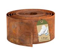 Omtofo Bordura Acero Corten 10 M - Bordura Jardin Exterior Metálica de 14 cm de Altura, Metal con Aspecto Oxidado, para Delimitar Parterres, Caminos, Árboles, Jardines, Incluye 1 par de Guantes