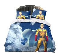 One Punch Man - Juego de ropa de cama de 3 piezas Anime Saitama/Genos/Tatsumaki, juego de edredón individual, doble, king, 2 fundas de almohada y 1 funda de edredón