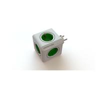 Onedirect Multiconector Ladrón 5 conexiones 220v PowerCube Ladrón de 5 enchufes con forma de cubo, color blanco y verde 220v