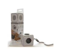 Onedirect Multiconector PowerCube 4 conexiones 220v + 2USB con alargo Enchufe de red con 4 tomas + 2 USB con alargo de 1.5m, color blanco y gris