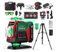 ONEVAN 21V Nivel Laser con Tripode, 4D 16 Laser Autonivelante, Alerta | 20m de alcance remoto, 1 m de trípode ajustable, base giratoria, autonomía de 4-5 horas con dos baterías, para Makita battery